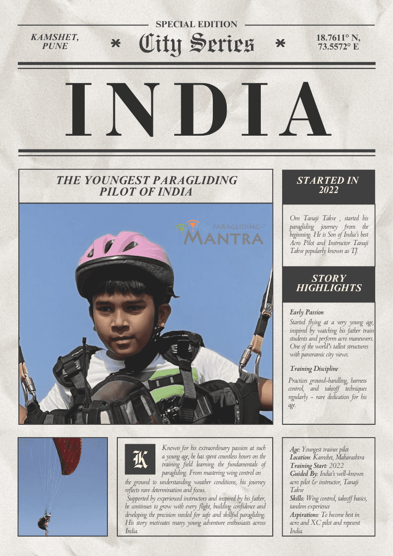 Young paragliding student